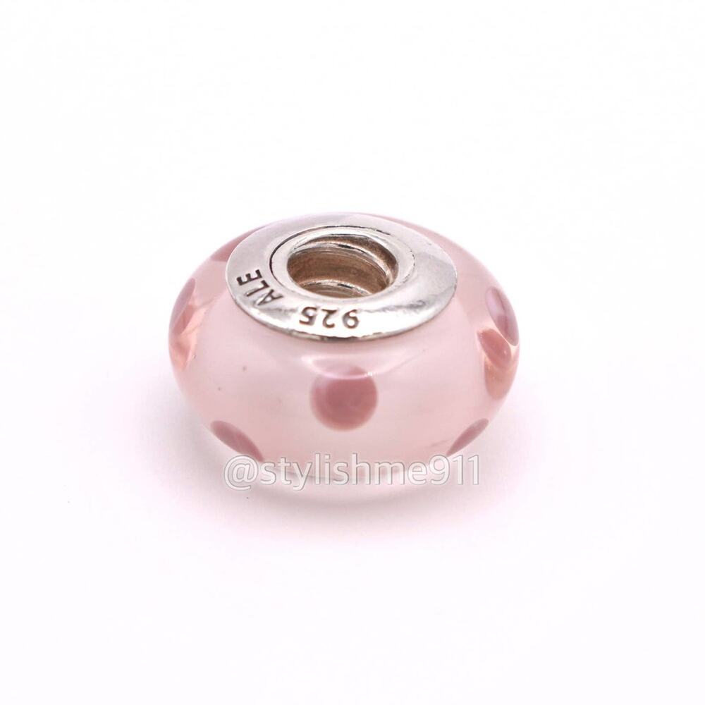 Authentic PANDORA Pink Polka Dots Murano Glass Charm - Picture 8 of 8